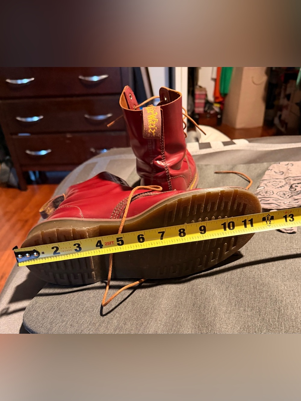 Dr Martens Made in England Vintage 1460 Red Quilon Lace-Up Boots - Picture 8 of 9